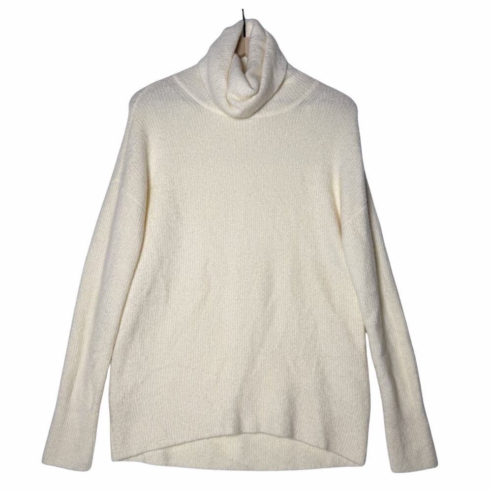 Theory Cowl Neck Wool Blend Knit Sweater Ivory Cream Women's